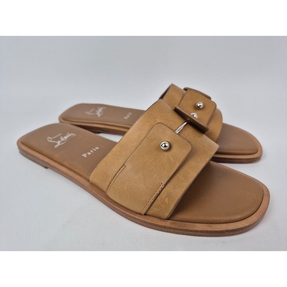 Christian Louboutin Women's Brown Chambelimule Donna Leather Sandals Size 41